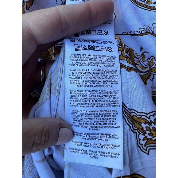 Guess Men's Vintage Y2k Knit Jersey Button Up Shirt Paisley White Size Large - Picture 3 of 8